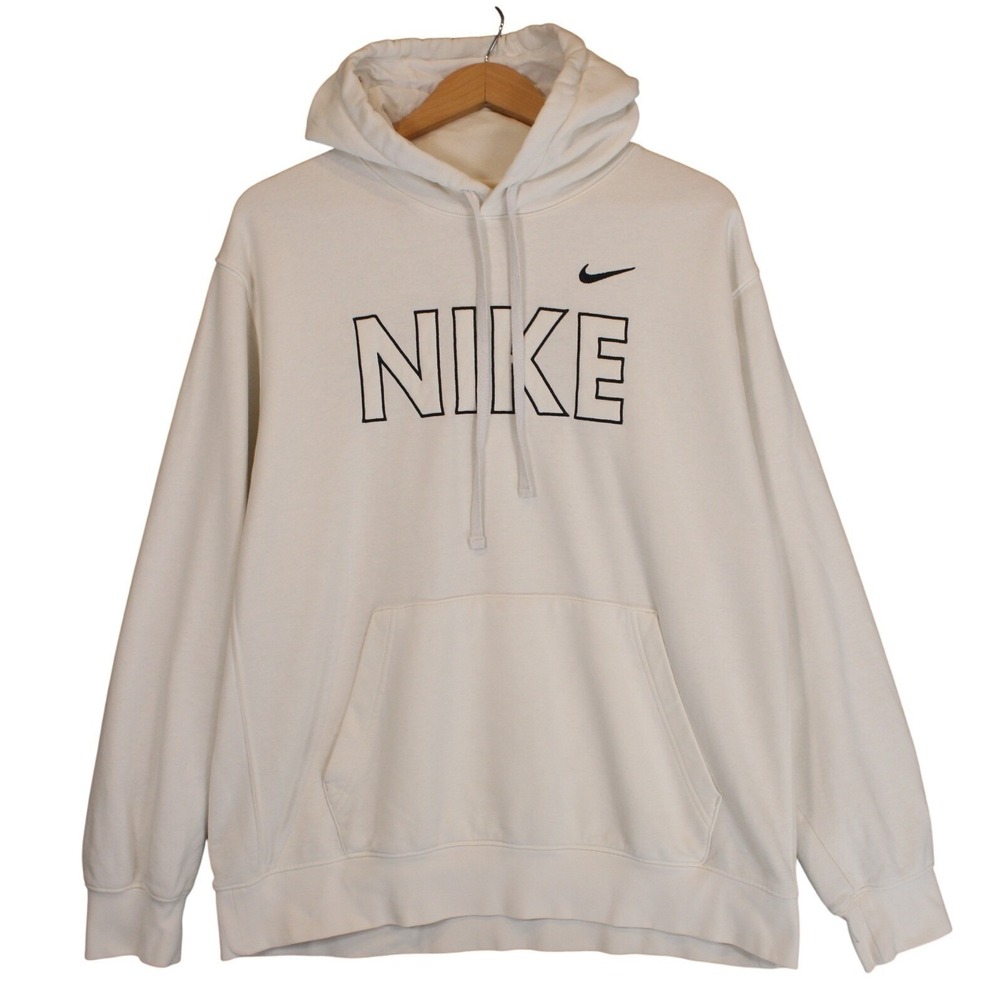 Nike Pullover Hoodie Mens XL White Graphic Swoosh Logo Sweatshirt